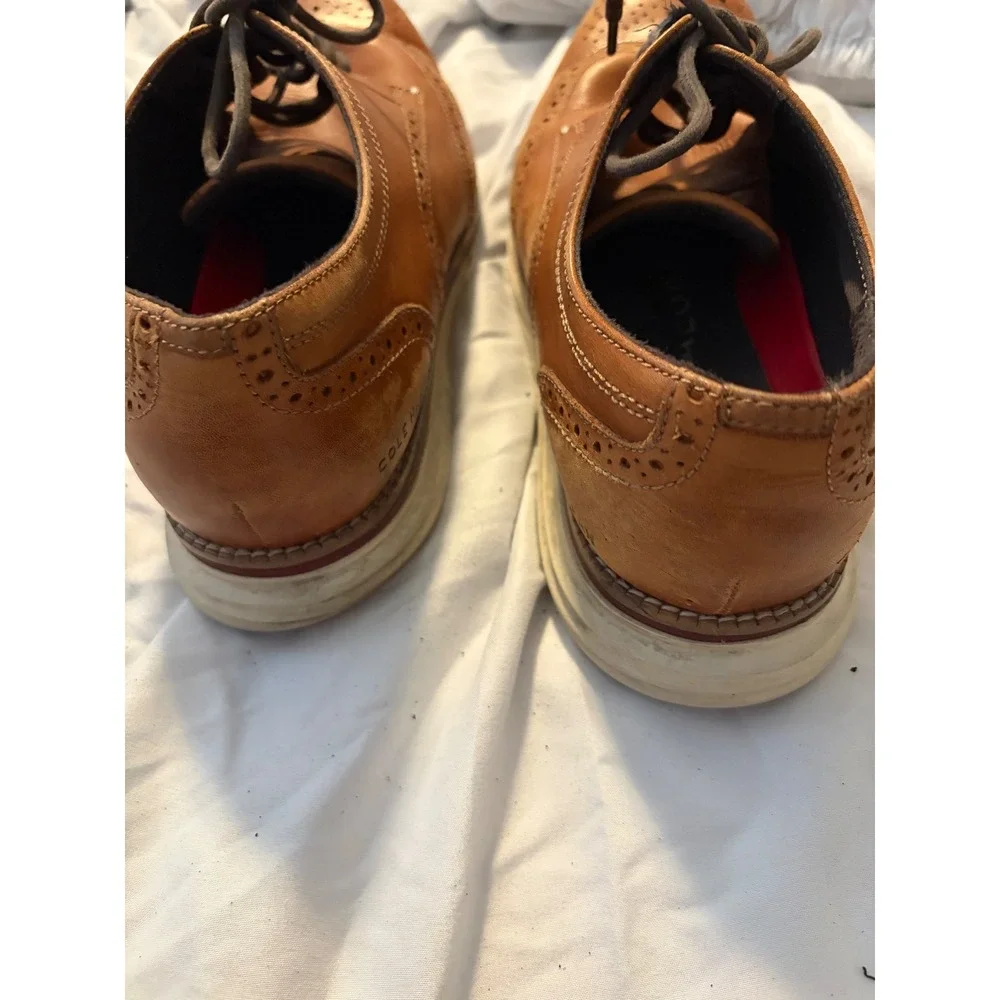 Cole Haan OriginalGrand Wingtip Oxford Tan Leather Mens Shoes C33805 Size 10.5 M